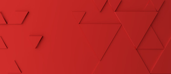 Wall Mural - Abstract modern red triangle background using as header, 3d rendering