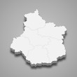 centre val de loire 3d map region of France Template for your design