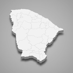  Ceara 3d map state of Brazil Template for your design