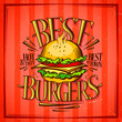 Best burgers menu design, poster with hot hamburger