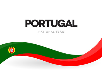 Portuguese waving flag banner. Portugal Restoration of Independence anniversary poster. National holiday celebration.