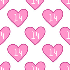 Wall Mural - 14 February heart seamless doodle pattern