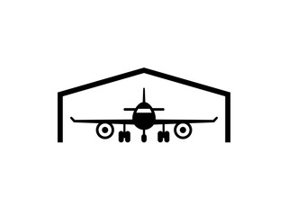 Wall Mural - Airplane hanger icon. Clipart image isolated on white background