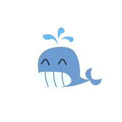 Cute kawaii whale icon. Clipart image isolated on white background