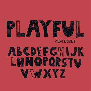 Playful Alphabet with Funky Bright Letters from A to Z Vector Elements