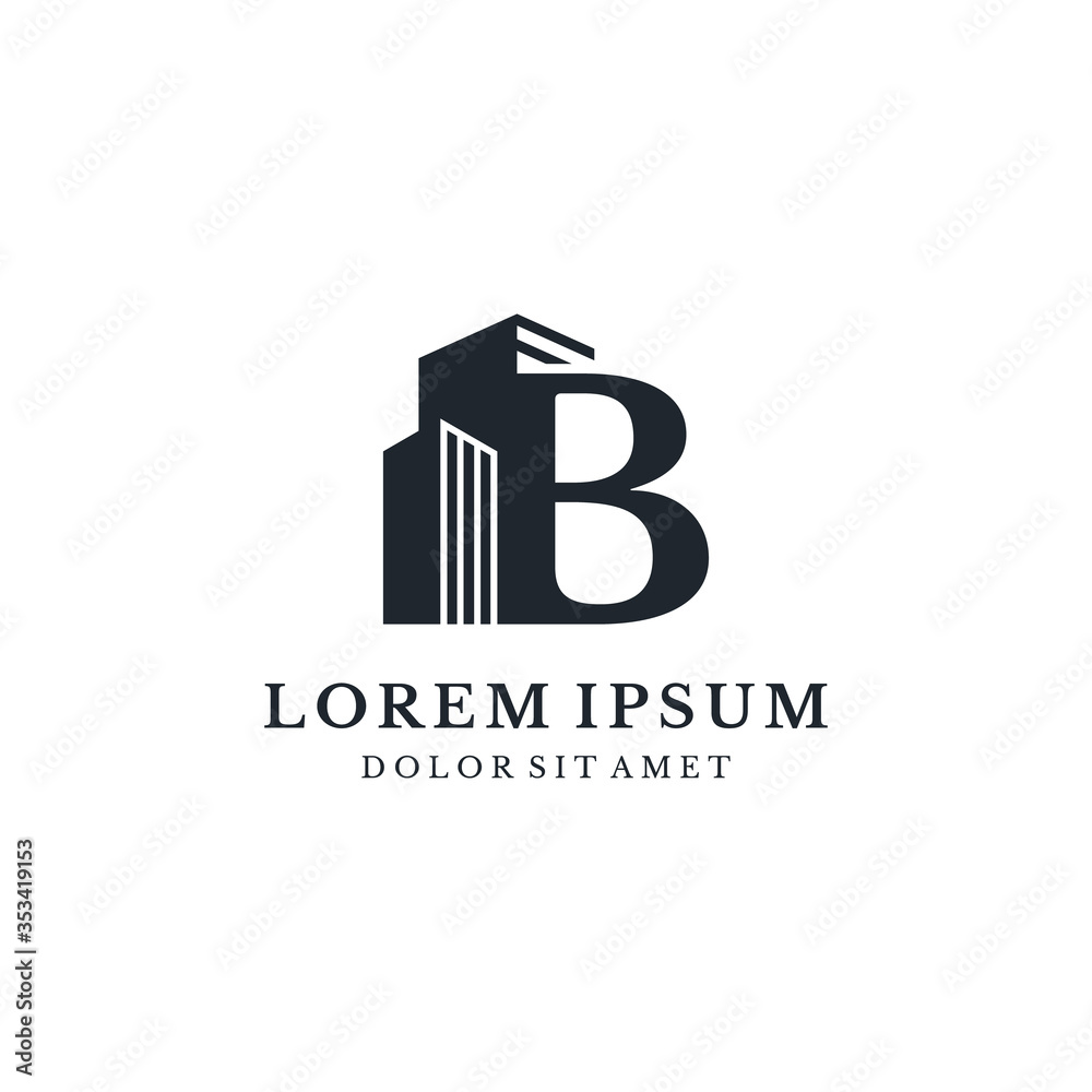Building With Letter B Monogram Logo Design Stock Vector | Adobe Stock