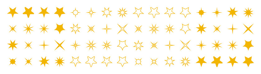 Canvas Print - Stars collection. Star vector icons. Golden set of Stars, isolated. Star icon. Stars in modern simple flat style. Vector illustration