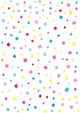 Watercolor Colorful Dots. Watercolor Confetti Seamless Pattern. Hand Drawn Points