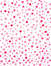 Pink Watercolor Dots. Watercolor Confetti Seamless Pattern. Hand Drawn Points Background