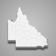 queensland 3d map state of Australia Template for your design