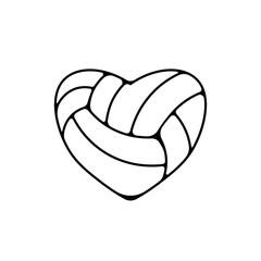 Wall Mural - heart volleyball ball outline icon. clipart image isolated on white background