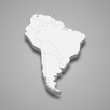 3d map of South America Template for your design