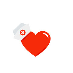 Wall Mural - medical nurse hat with heart icon. clipart image isolated on white background