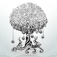 Wall Mural - Fantastic tree in an ornament