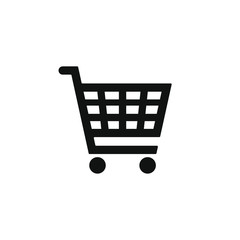 Poster - Shopping cart icon symbol. Simple shape web store button. Flat online shop logo sign. Vector illustration image. Isolated on white background.