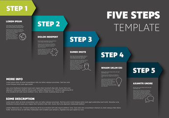 Poster - vector dark progress five steps template