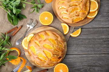 Wall Mural - Orange Homemade Cake top view