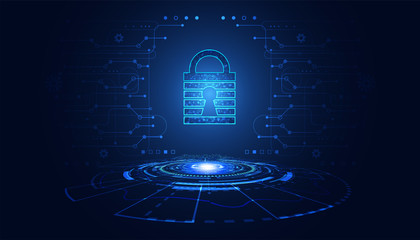 Poster - abstract padlock cyber security concept Protection of information in the online world, cyber personal information, internet, preventing internet theft