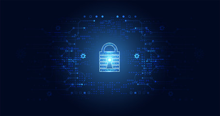 Poster - abstract padlock cyber security concept Protection of information in the online world, cyber personal information, internet, preventing internet theft