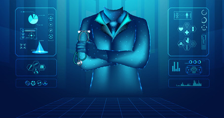 Poster - abstract health medical science consist doctor digital wireframe and icon concept modern medical tec
