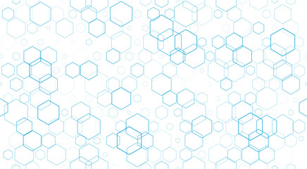 Seamless background of honeycombs. Vector illustration. Blue honeycombs. 