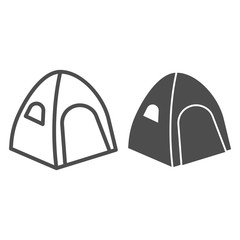 Poster - Tent line and solid icon, Summer vacation concept, Tourist tent sign on white background, camping tent icon in outline style for mobile concept and web design. Vector graphics.