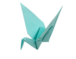 Wall Mural - Origami crane bird isolated white