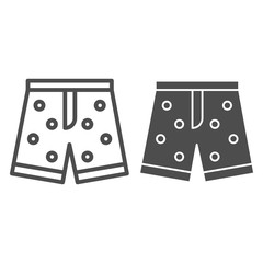 Poster - Swimming trunks line and solid icon, Summer recreation concept, swim wear sign on white background, Swimming shorts icon in outline style for mobile concept and web design. Vector graphics.