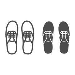 Poster - Sneakers line and solid icon, footwear concept, gumshoes sign on white background, sport shoes icon in outline style for mobile concept and web design. Vector graphics.
