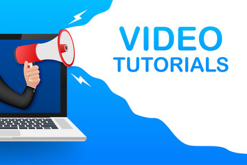 Poster - video tutorials icon concept. study and learning background, distance education and knowledge growth