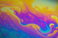 Iridescent Rainbow On The Surface Of A Soap Bubble Sphere. Colorful Background Insane Colors Psychedelic