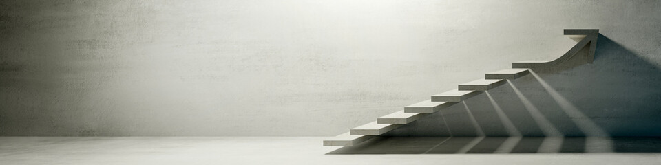 Wall Mural - Conceptual concrete stairs, metaphor of success, challenge and human choices. Original 3d rendering