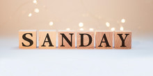Sanday Word Made With Wood Building Blocks