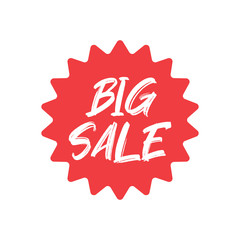 Big sale red label. Sticker for shop product tags. Vector design element.