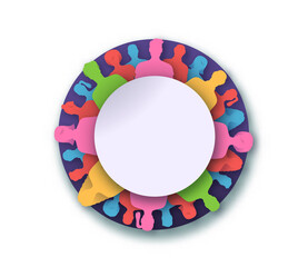 Wall Mural - Diverse people social papercut circle isolated