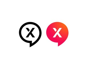 Wall Mural - Letter X Chat Talk Logo Design Template Vector 