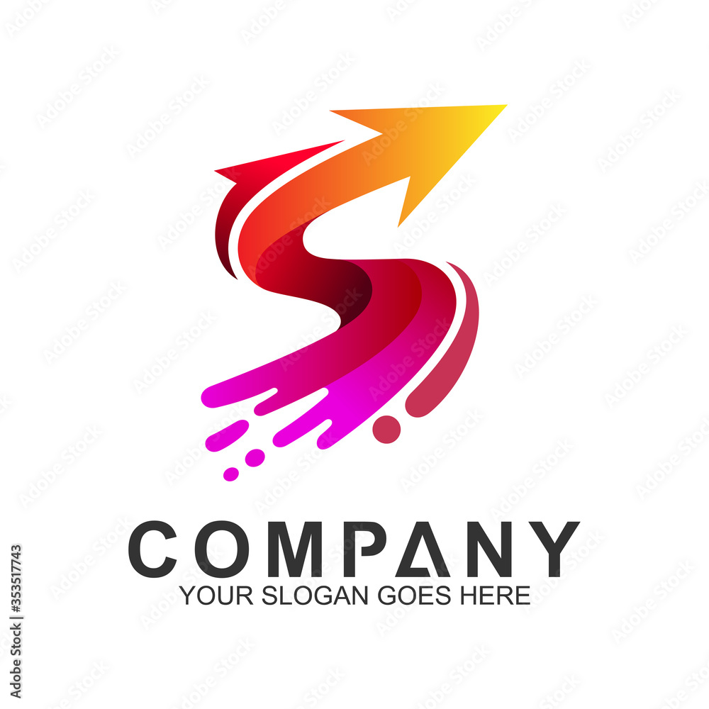 letter s logo with fast arrow movement Stock Vector | Adobe Stock