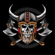 skull with viking helmet vector logo