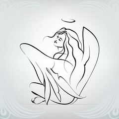 Wall Mural - Silhouette of the girl of an angel