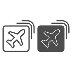 Poster - Airline emblem line and solid icon, travel concept, Plane in square shape sign on white background, Flying airplane in icon in outline style for mobile concept and web design. Vector graphics.