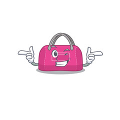 Wall Mural - Cartoon design of woman sport bag showing funny face with wink eye