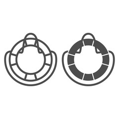 Poster - Lifebuoy line and solid icon, Summer concept, life preserver sign on white background, Life saving ring icon in outline style for mobile concept and web design. Vector graphics.