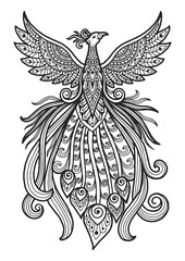 mandala for coloring page peacock design. t-shirt print