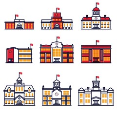 Wall Mural - Set of school buildings