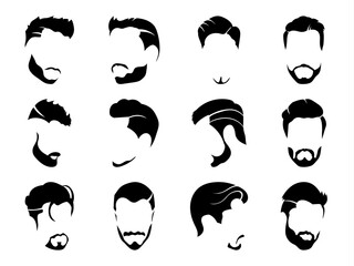 Wall Mural - Men hairstyles and haircut with beard  vector illustration.