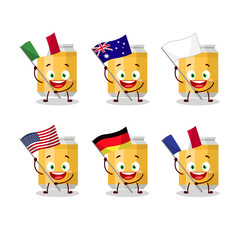 Wall Mural - Beer can cartoon character bring the flags of various countries