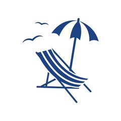 Poster - Beach parasol and lounge chair