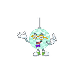 Poster - Cartoon character design of nerd disco ball with weird glasses