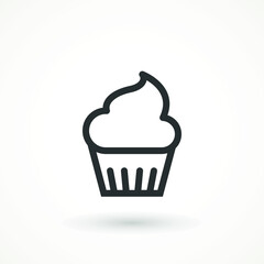 Wall Mural - cupcake editable line stroke icon muffin vanilla cream illustration confectionery bakery pastry line icon sign logo on isolated background Sweet food symbol