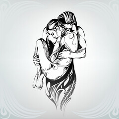 Wall Mural - Man and woman in the ornament